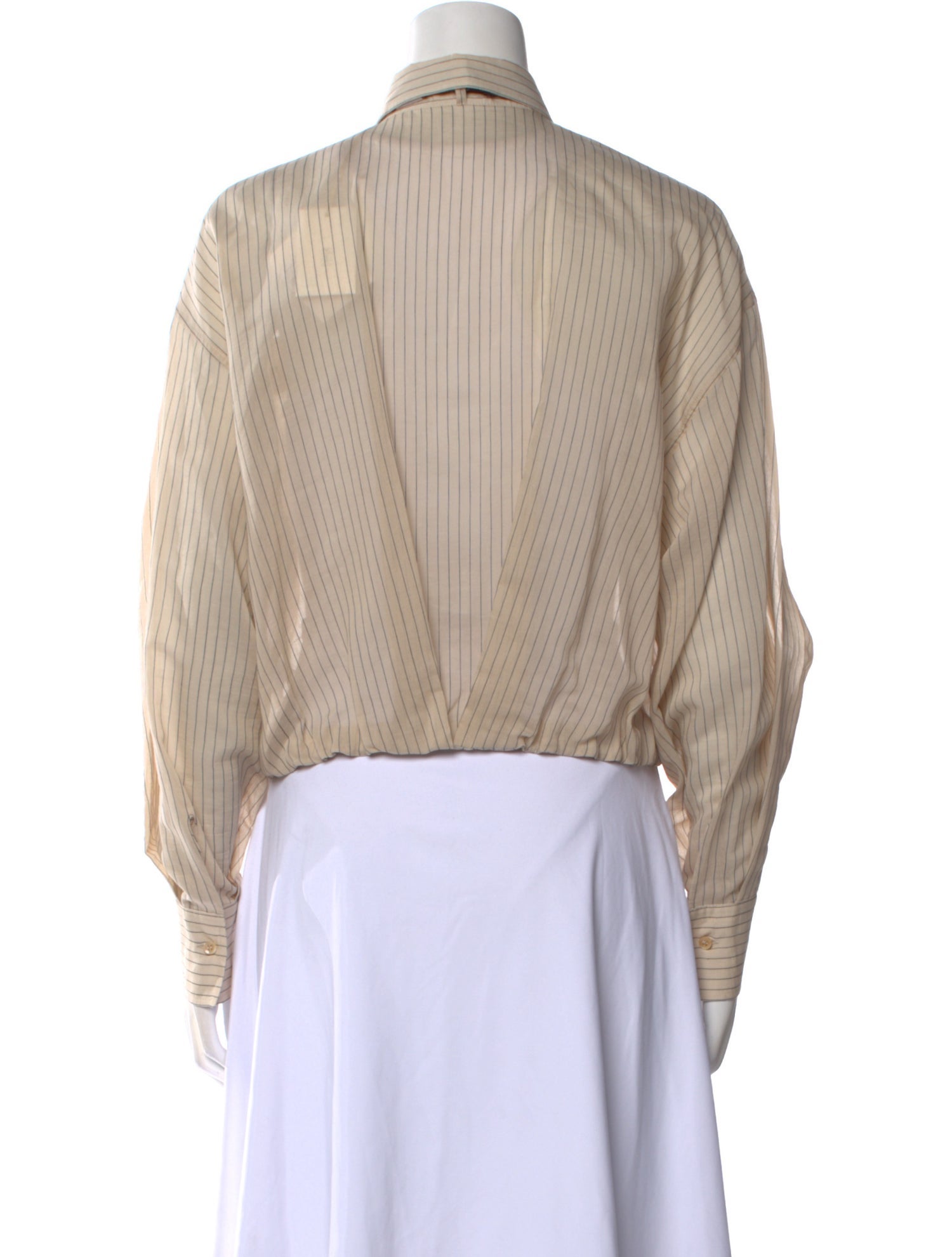 Brunello Cucinelli Striped Long Sleeve Crop Top